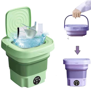 Mini Máquina De Lavar Roupa Dobrável Portátil Balde Elétrica Modelo Novidade
