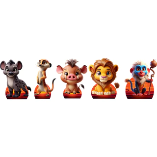 KIT DISPLAYS DE MESA EM MDF REI LEÃO IA - FESTA E DECORAÇÃO