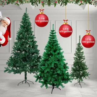 Arvore de Natal 2,10 Luxo Premium Pé de Ferro 1,80 Pinheiro Canadense