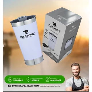 Copo térmico 473mls com tampa e abridor para bebida quente ou gelada Aço Inoxidável 304