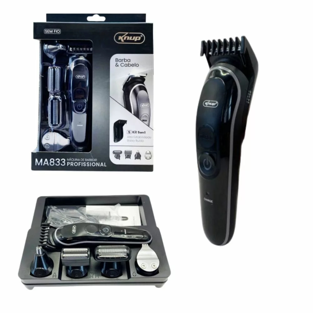 Máquina de Cortar Cabelo e Barba 5 em 1 Profissional Sem Fio Máquina de Cortar Cabelo e Barba 5 em 1 Profissional Sem Fio