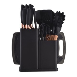 Kit Conjunto 19 Pçs De Utensílios Facas Silicone e Plástico Cozinha Jogo Completo Batedeira Colher Pegador — foto 3 — Achou Levou Brasil