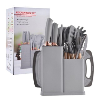 Kit Conjunto 19 Pçs De Utensílios Facas Silicone e Plástico Cozinha Jogo Completo Batedeira Colher Pegador — foto 5 — Achou Levou Brasil