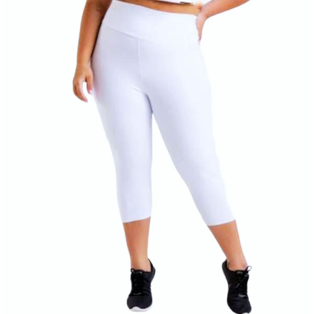 Calça Corsário Branca Plus Zise Cintura Alta Grossa | Shopee Brasil