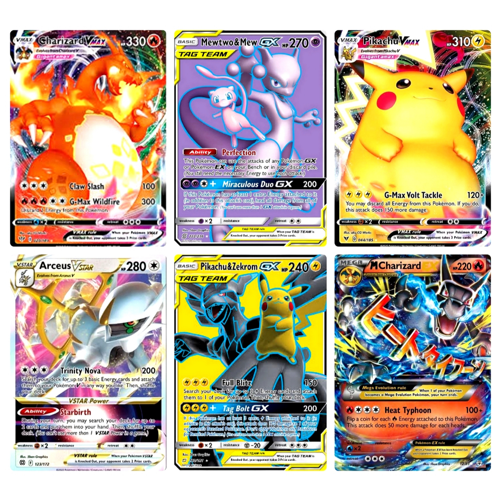 Kit 5 a 30 Cartas Pokémon Brilhantes Raras - VMAX, V, VSTAR