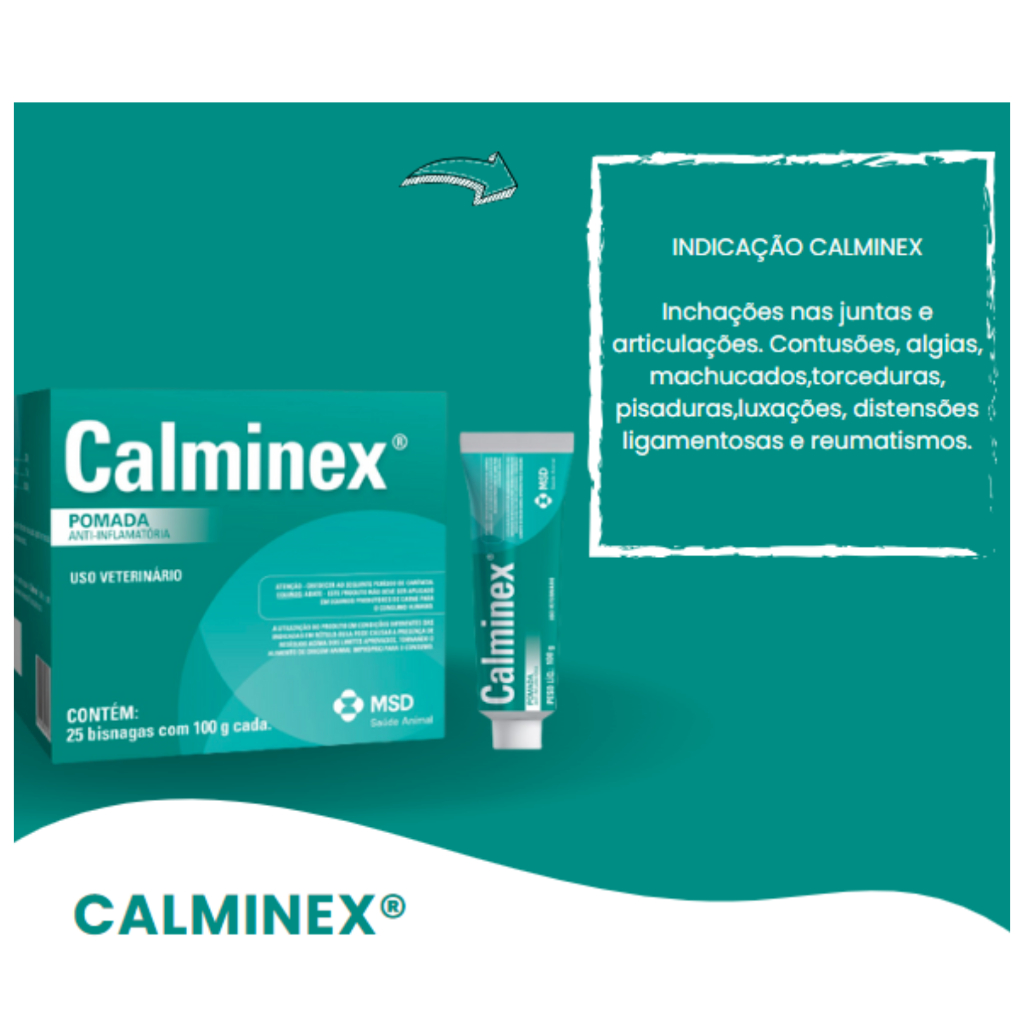 Kit 5 Calminex Pomada 100g Dores Pancadas Inchaço Junta Articulação ...
