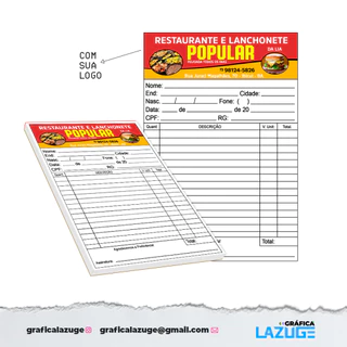 4 Bloquinhos de Pedido Personalizado com sua logo 10x14cm - 50 folhas