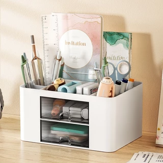 Organizador de Mesa com 2 Gavetas Porta Treco Caneta Maquiagem Escritório Multiuso - AC-90