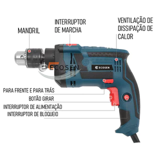 220V Furadeira de Impacto Parafusadeira Drill 13mm 900w