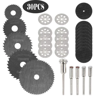 30 Pcs Mini Acessórios Conjunto Circular Lâmina De Serra Disko De Corte 5 Mandril , Cortador De Roda De Metal Resina
