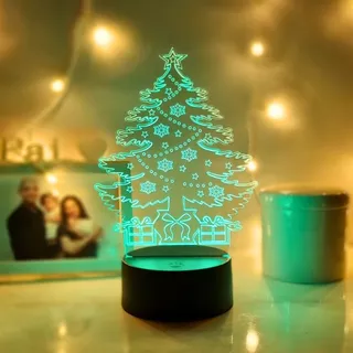 Árvore De Natal Decoração Mesa Mini Enfeite Luz Led Diferente Pequena Criativa Slim Decorada Luzes