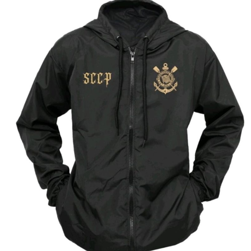 Jaqueta corta Vento Impermeável com Escudo de Time Blusa e Casaco