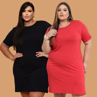 Kit com 2 vestidos Camisão Plus Size Curve G1 G2 G3 camisetão moda grinda curvy