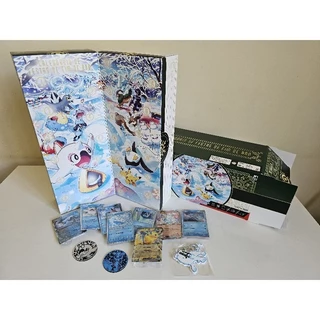 Box Pokémon calendário fim de ano deslacrada com 8 cartas promo lacradas + chaveiro + moedas