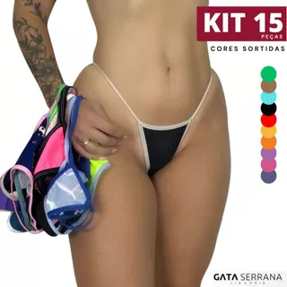 Kit 15 Calcinha Fio Dental Tirinha Sensual Adulto Confortável Feminina Lingerie Promoção