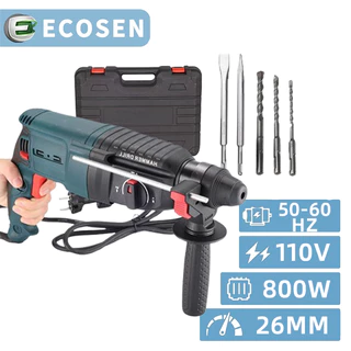 Martelete Rotativo Rompedor 800W 8Peças Furadeira De Impacto Potente + Maleta Acessórios