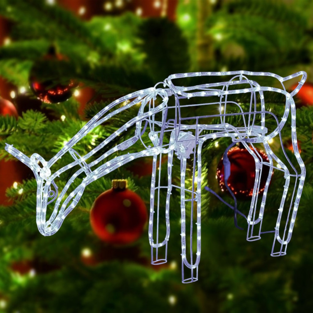 Rena Mangueira Led Luz Branco frio Com Movimento Cabeça Para Cima Baixo Natal Decoração Natalina Externa Jardim Fêmea