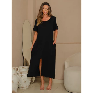 VESTIDO LONGO COM BOLSO MOLITINHO em Oferta na Shopee