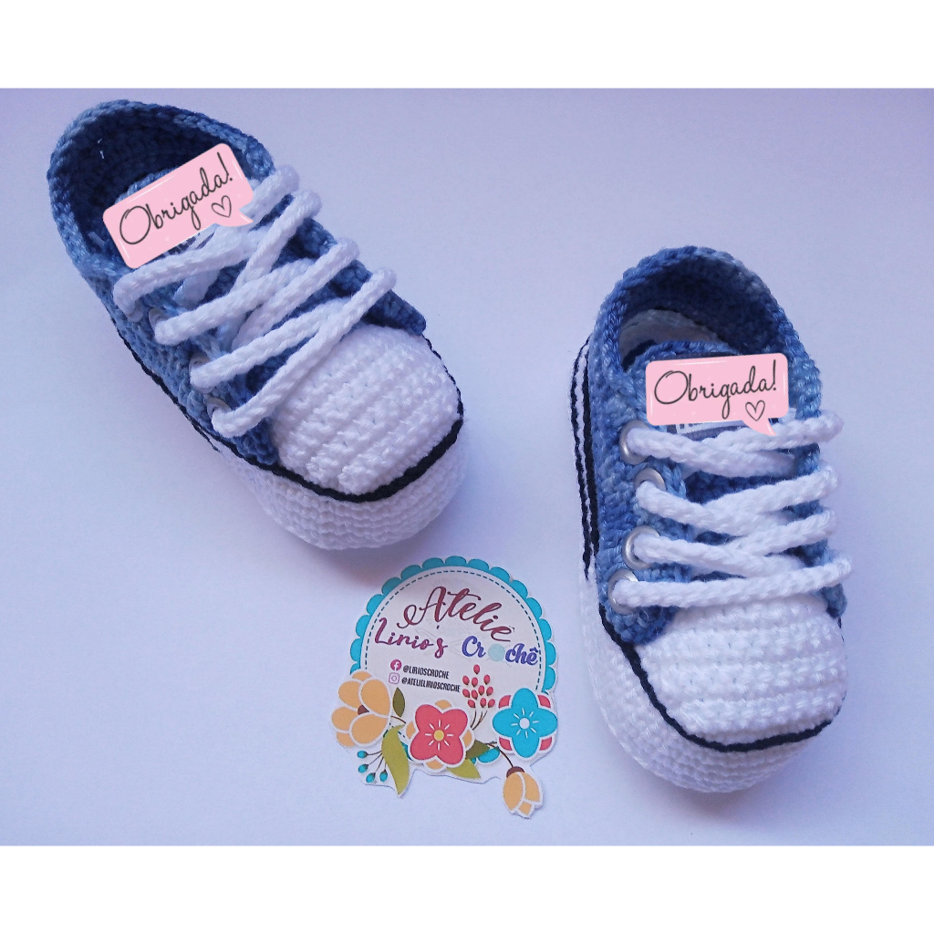 Queima de Estoque Sapatinho de crochê Menino Envio imediato