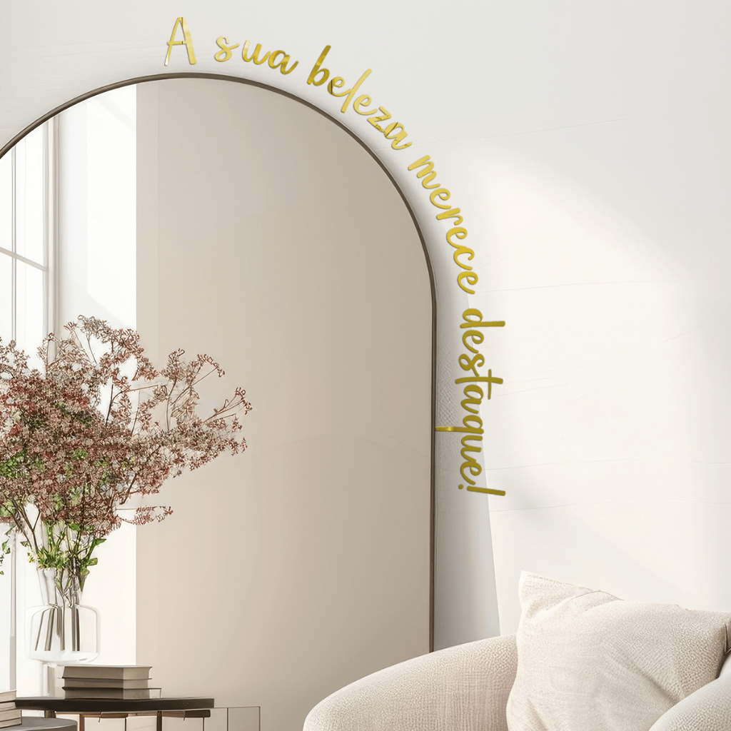 Frases Decorativas em Acrílico Espelhado para Paredes e Espelhos Bronze Oração Sonho Decoração