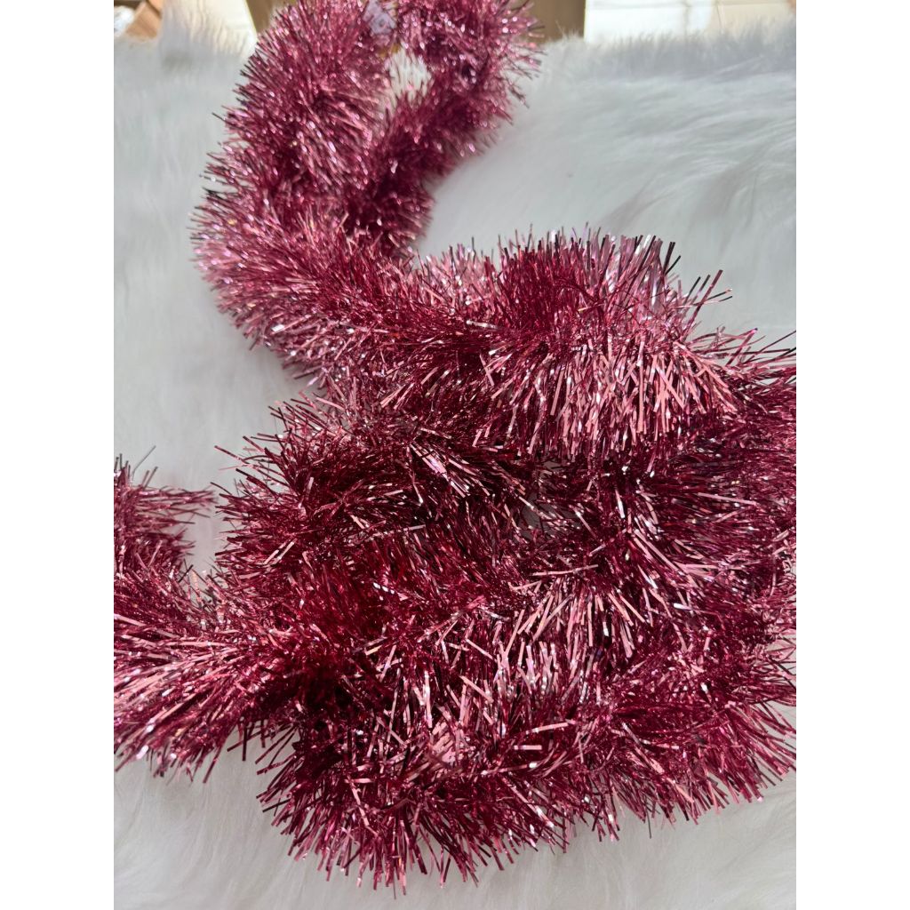 Festão Natal Rosa Metalizado 2 Metros | Shopee Brasil