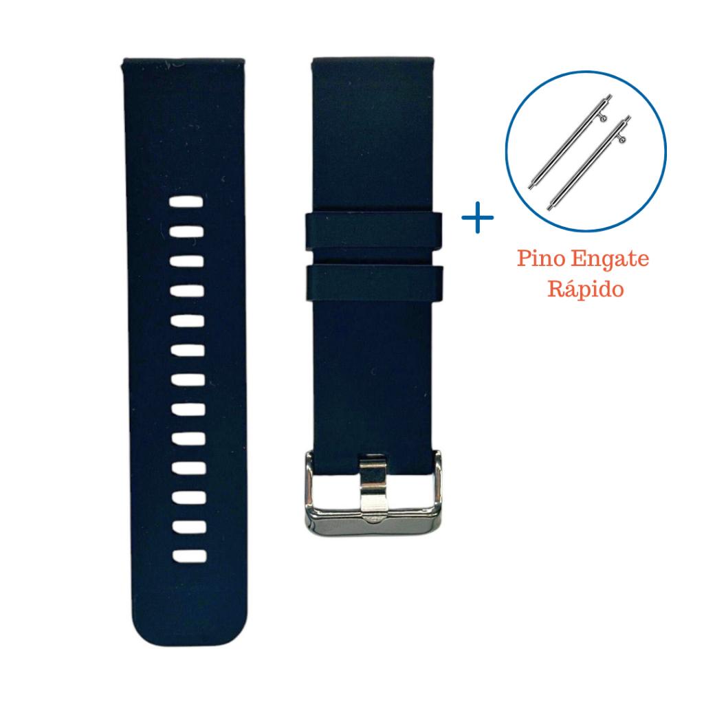 Pulseira De Relógio Preto Silicone Reta - Smartwatch - Masculino - Feminino 18mm 20mm 22mm 24mm - Pino Engate Rápido