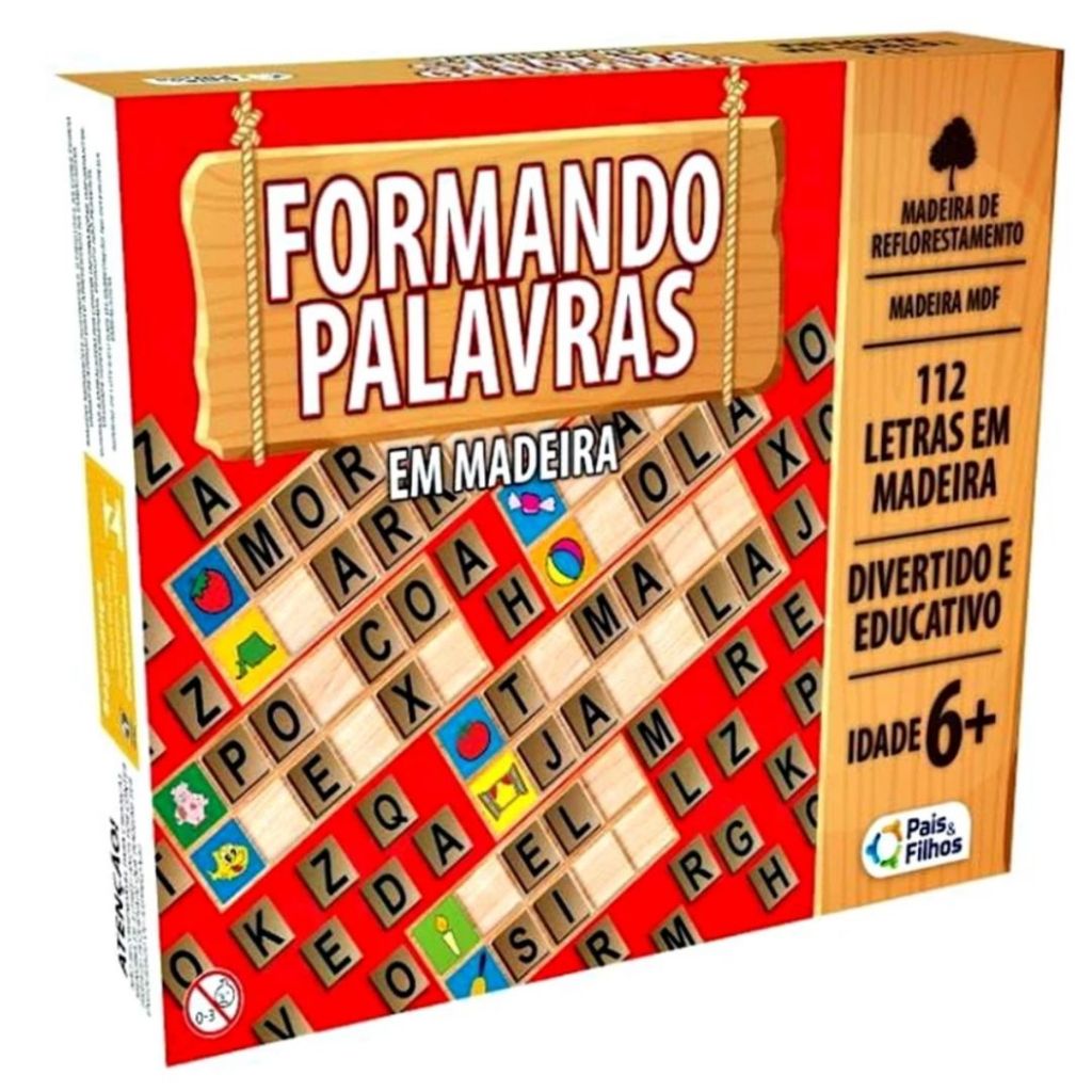 Brinquedo Educativo Formando Palavras Pedagógico Madeira e Papel