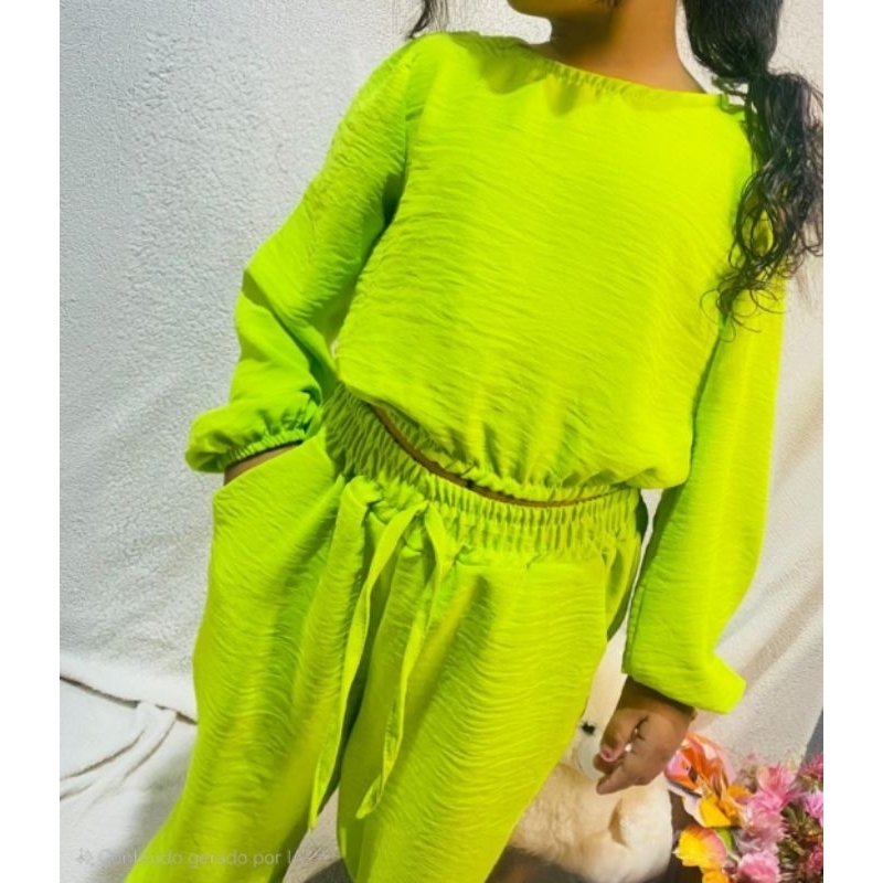 Imagem do produto Conjunto de Menina Liso Blogueira Conjunto de Criança Moda Outono Cadarço Dourado 2