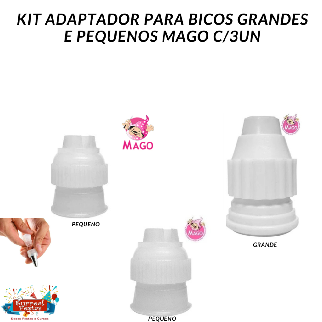 Kit Adaptador Para Bicos Grandes e Pequenos Mago C/3un