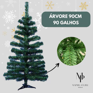 Árvore de natal 90cm pinheiro verde com pé de plástico luxo modelo premium