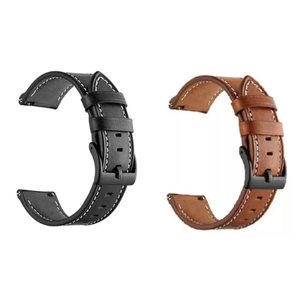 Pulseira de Couro 22mm Amazfit Gtr 4 / 2 Huawei Huami Galaxy Xiaomi Garmin Asus Seiko Haylou Smartwatchs outras marcas