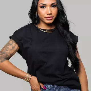 Blusa Feminina Lisa Manga Japonesa 100% Algodão
