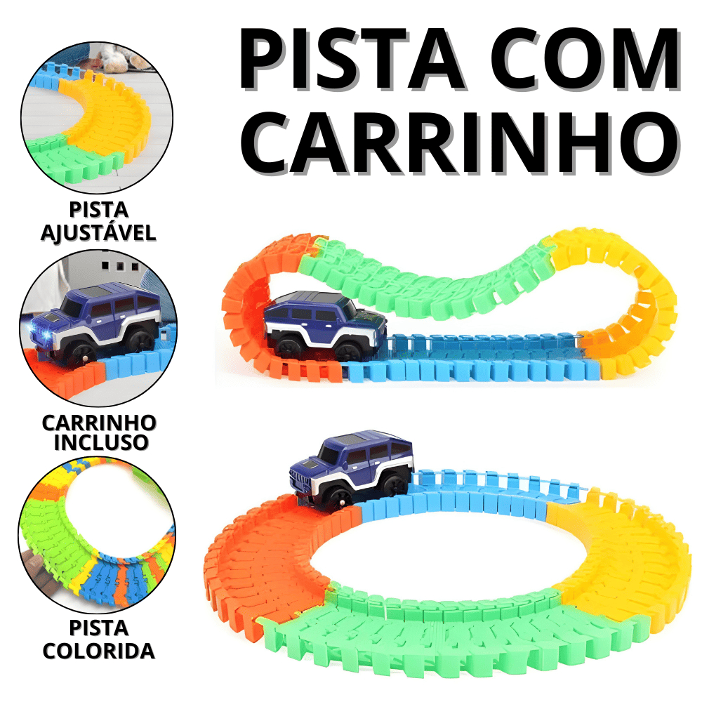 Carro De Brinquedo Com Pista Carrinho De Corrida Infantil Trilha Maluca ...