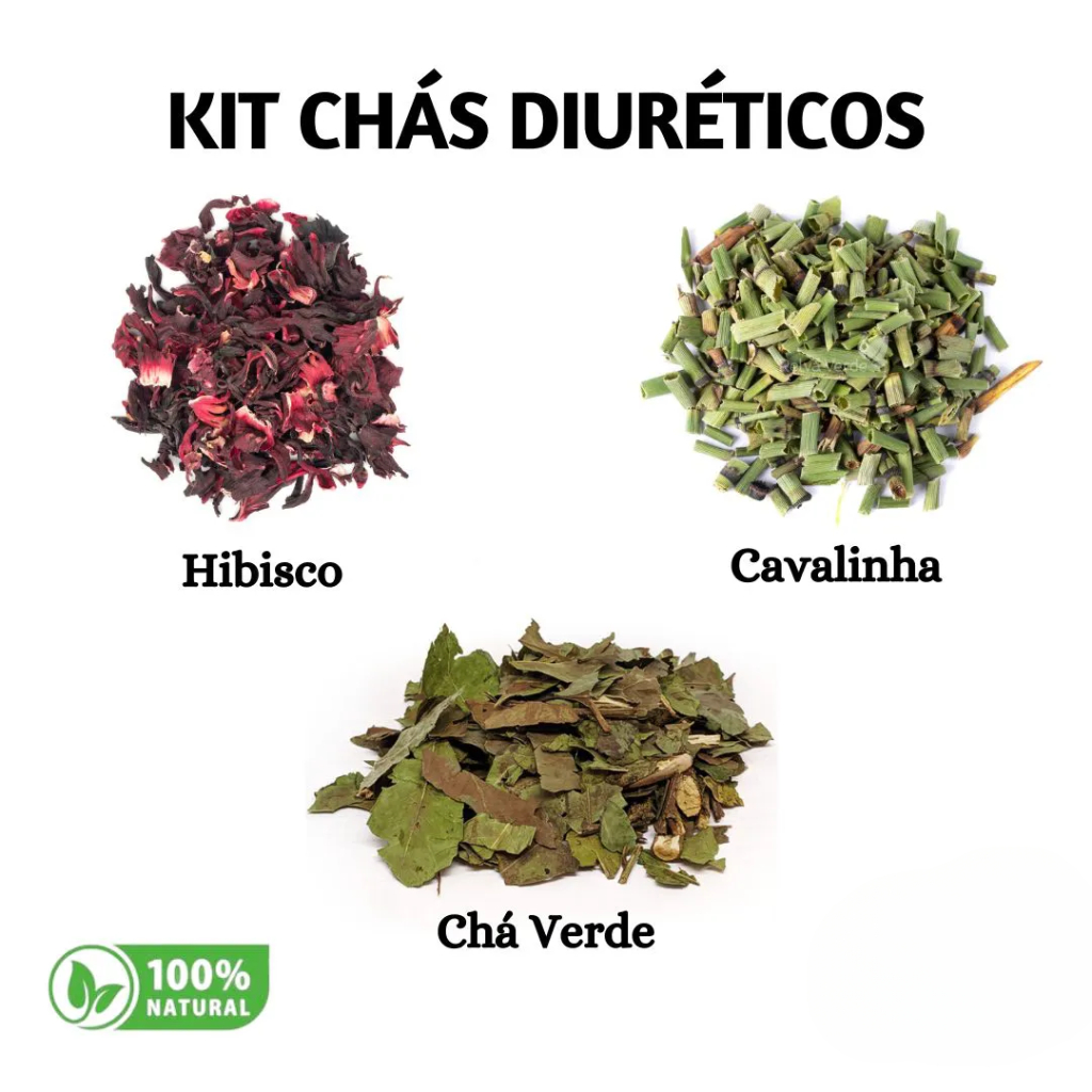 Kit Chá Detox Termogênico e Diurético Hibisco Cavalinha e Chá Verde ...