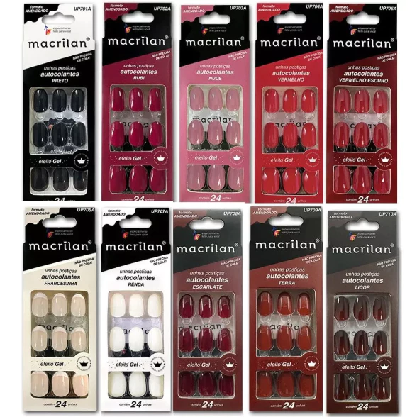 Unhas postiças Macrilan amendoado - embalagem completa