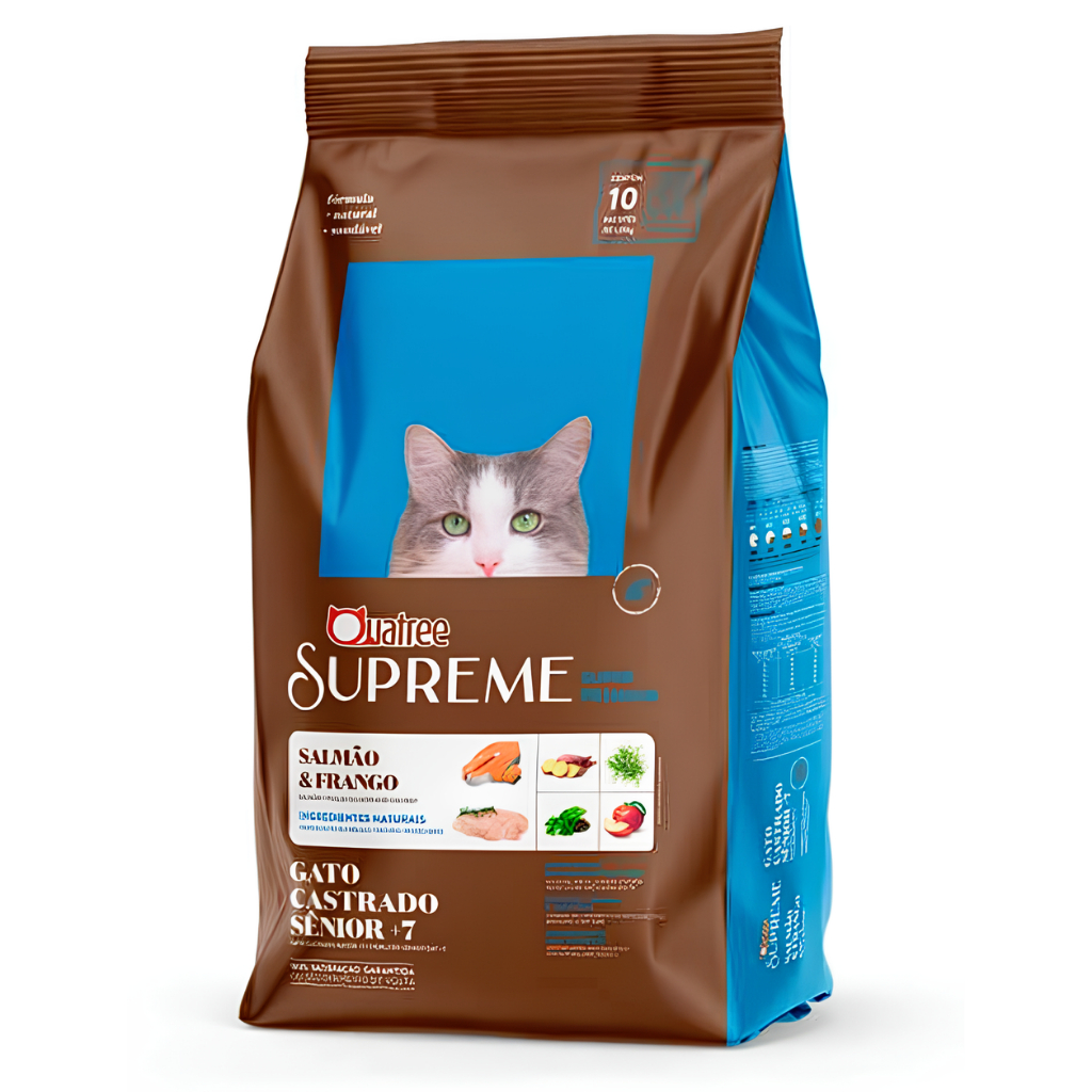 Ração Quatree Supreme 7 + Salmão e Frango para Gatos idosos Castrados ...