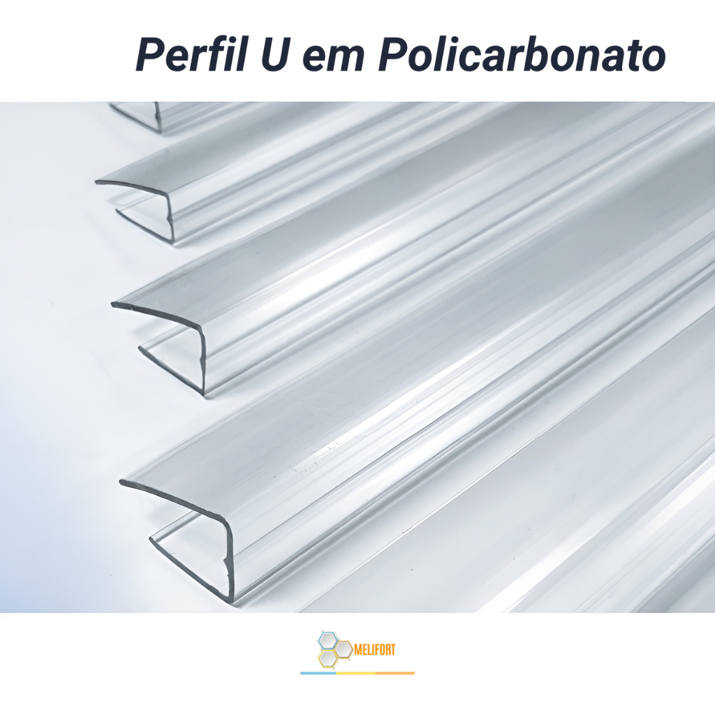 Perfil U Policarbonato Acabamento Cristal 1 Metro