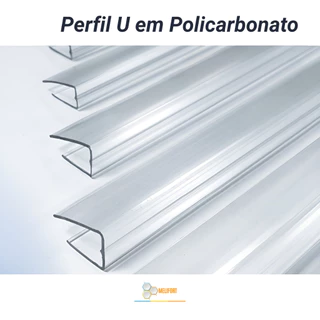 Perfil U Policarbonato Acabamento Cristal 1 Metro
