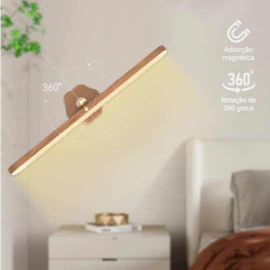 Atração magnética de madeira LED luz noturna USB tipo C recarregável portátil toque multifuncional ajustável