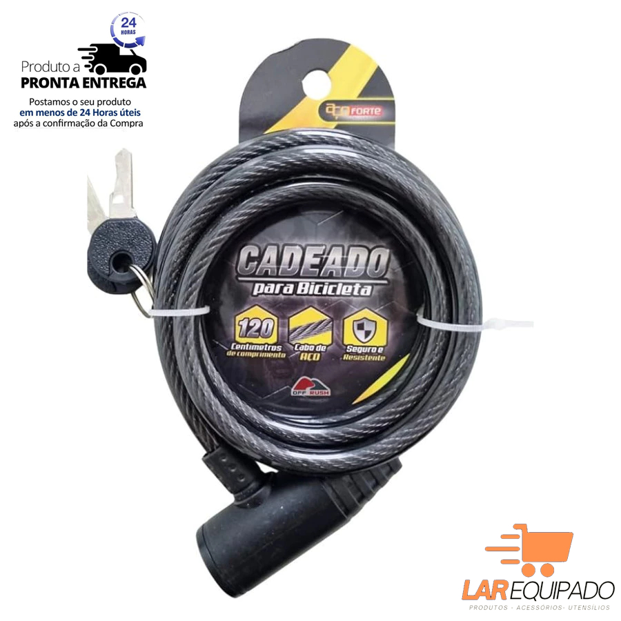 Cadeado de Segurança para Moto, Capacete e Bicicleta,- 120 cm x 11mm com Cabo de Aço Bem Reforçado