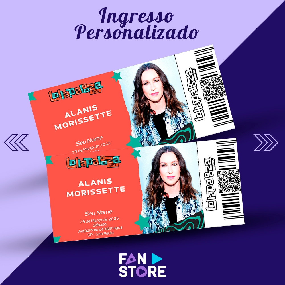 Ingresso Colecionável "Alanis Morissette Lollapalooza 2025" (Ingresso