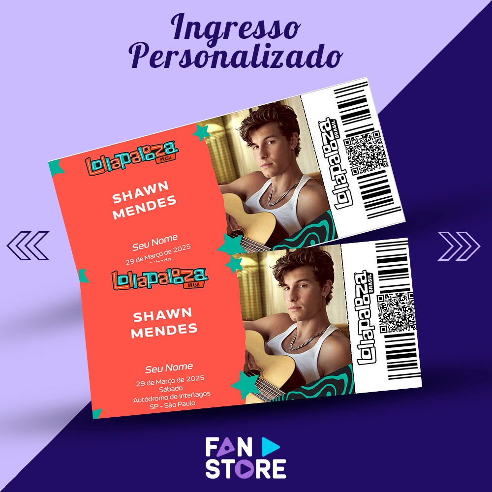 Ingresso Colecionável "Shawn Mendes Lollapalooza 2025" (Ingresso