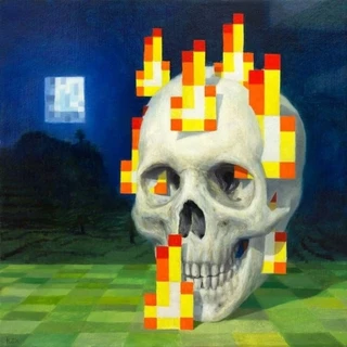 Quadro / imã De Geladeira Caveira Pintura Minecraft