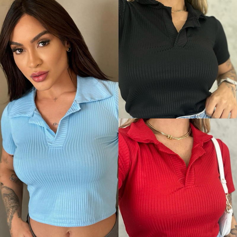 Cropped Canelado Gola Polo: Estiloso e Versátil