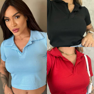 Cropped Canelado Gola Polo: Estiloso e Versátil