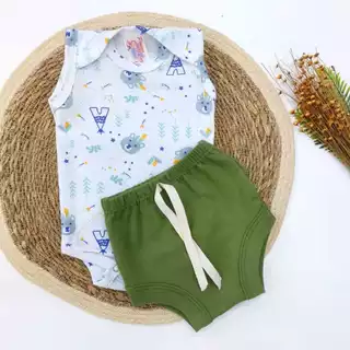 Conjunto de bebê de algodão canelado verão calor body e short menina menino