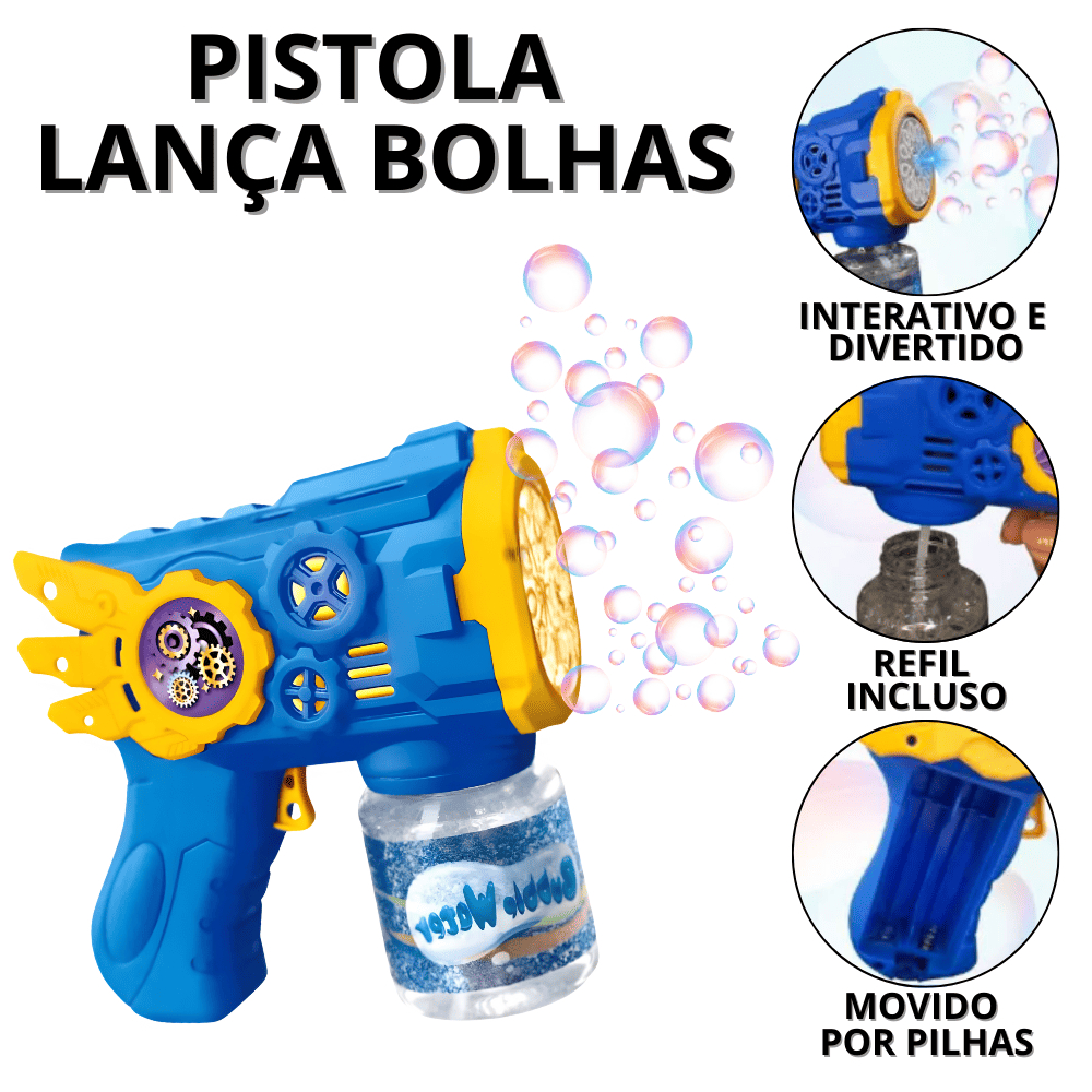 Arma De Bolha De Sabão Lança Bolhas De Sabao Arminha Pistola Lançador ...