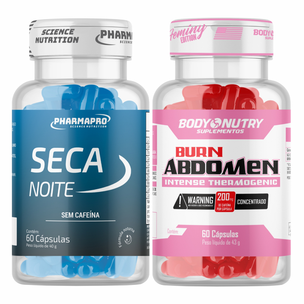 Kit Termogenico + Termogenico Sem Cafeina - Cafeina Burn Abdomen Feminy ...