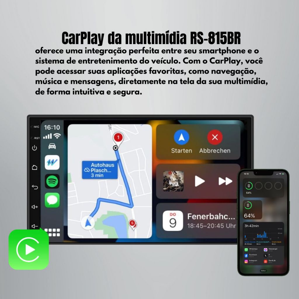 Central Multimídia 7 Polegadas Para Carro Som Automotivo MP5 Carplay ...