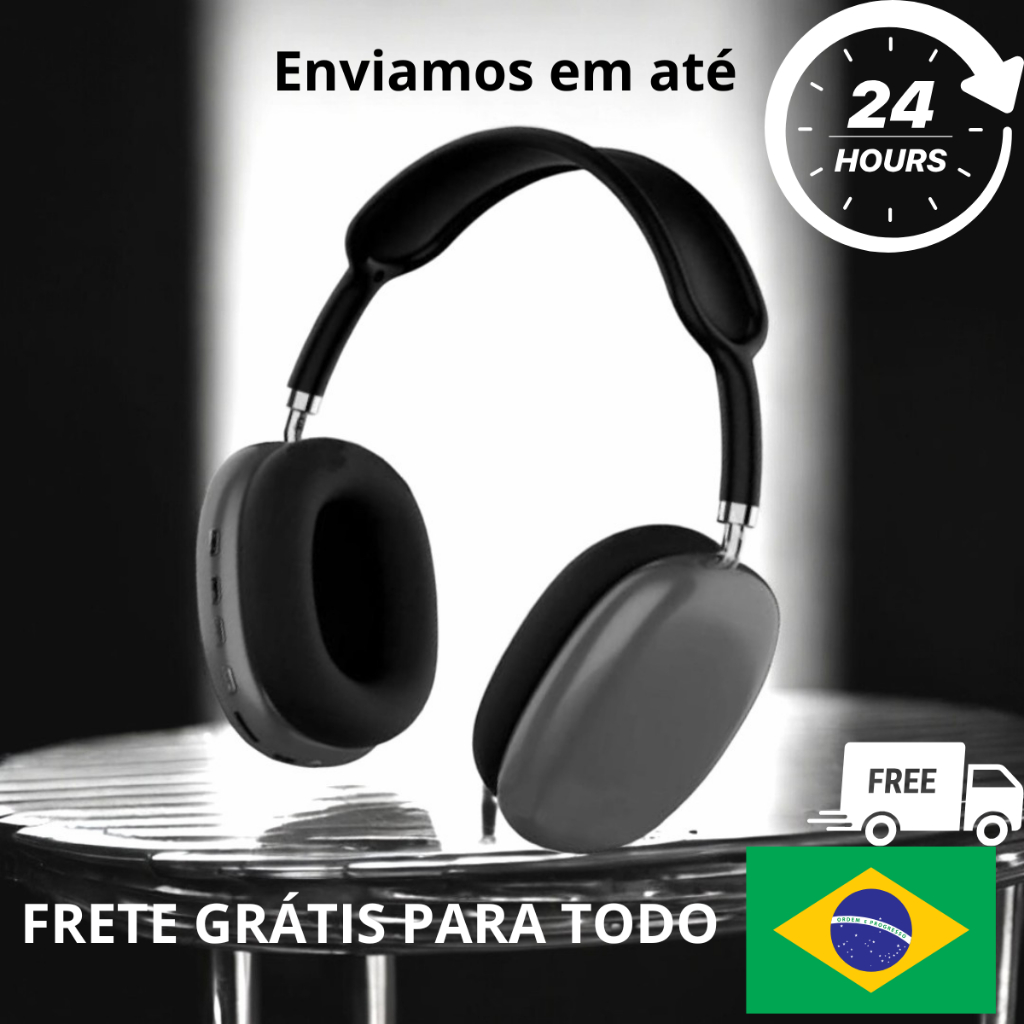 Fone de Ouvido P9 Bluetooth Sem Fio Som Potente Confortável Preto ...